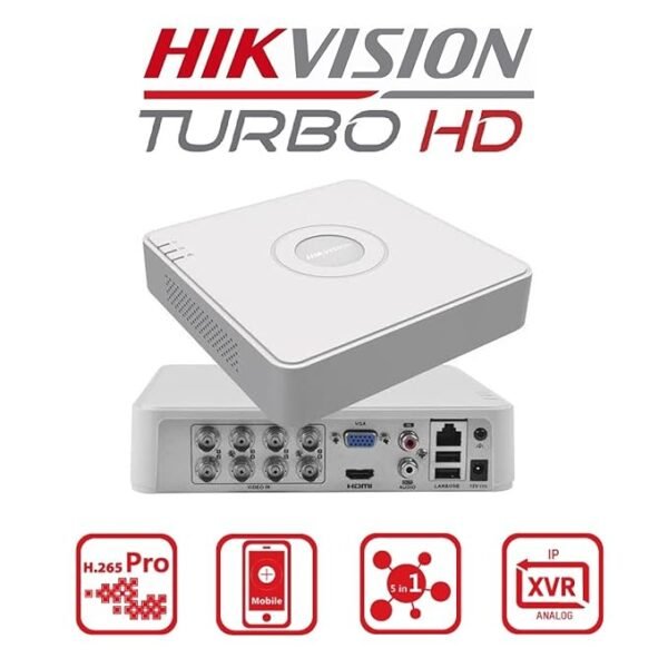 HIKVISION 8 Channel DVR 1080P Lite H.265Pro+ 2MP DVR DS-7108HGHI-K1 (Without Hard Drive), White